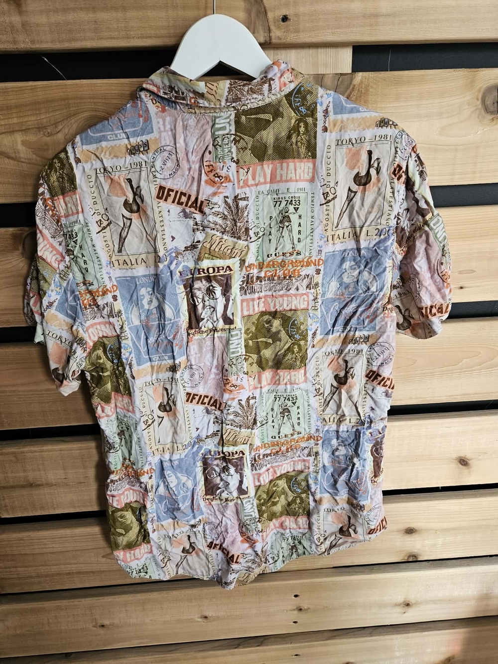 Guess Multicolor Patchwork Print Casual Button-Down Shirt